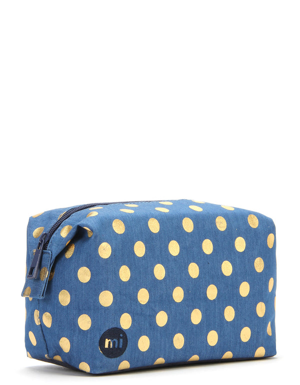 Mi-Pac Wash Bag - Denim Polka Indigo/Gold