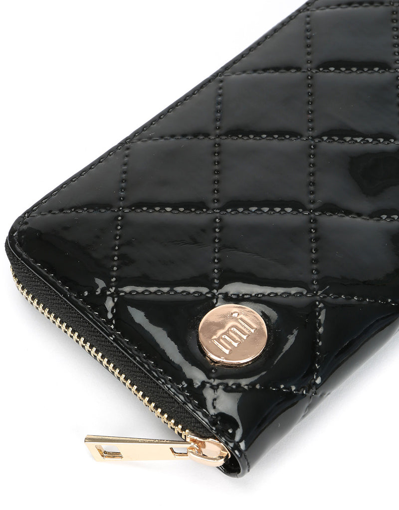 Mi-Pac Patent Quilt Zip Purse - Black