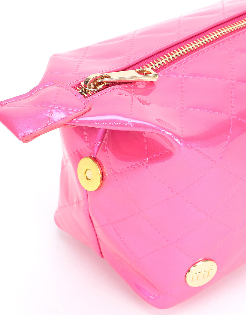 Mi-Pac Patent Quilt Wash Bag - Pink