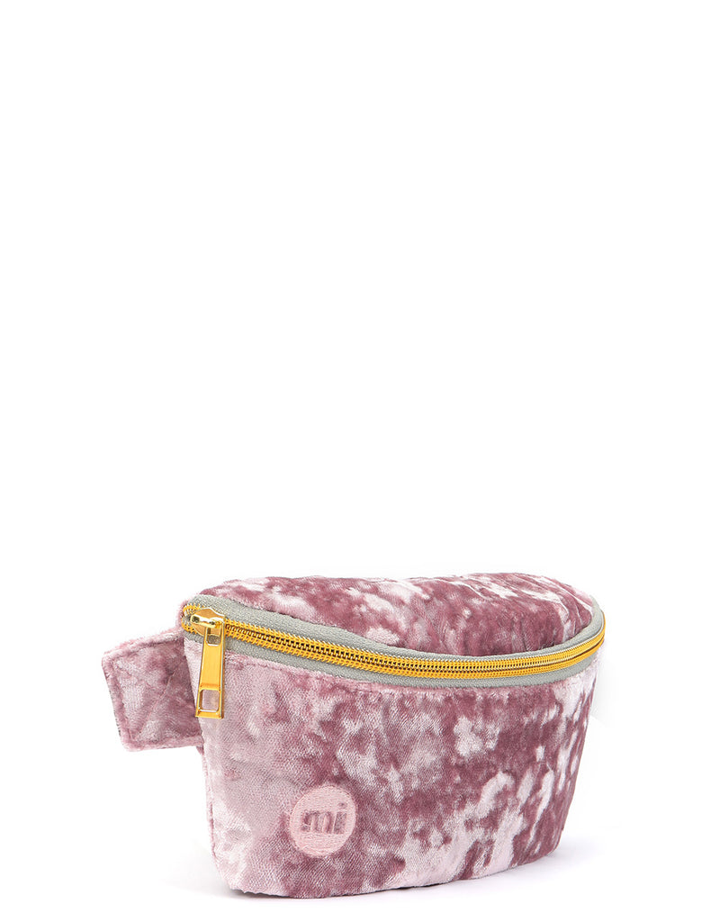 Mi-Pac Gold Crushed Velvet Slim Bum Bag - Pink