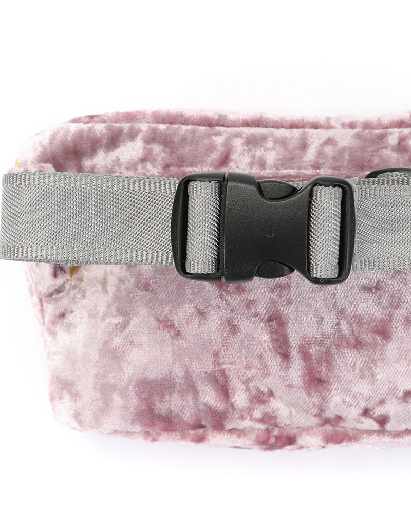 Mi-Pac Gold Crushed Velvet Slim Bum Bag - Pink