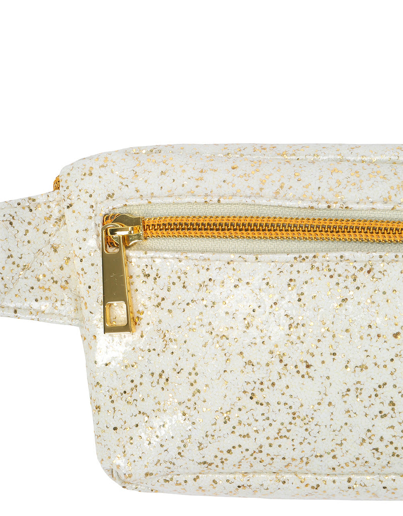 Mi-Pac Gold Glitter Slim Bum Bag - White/Gold